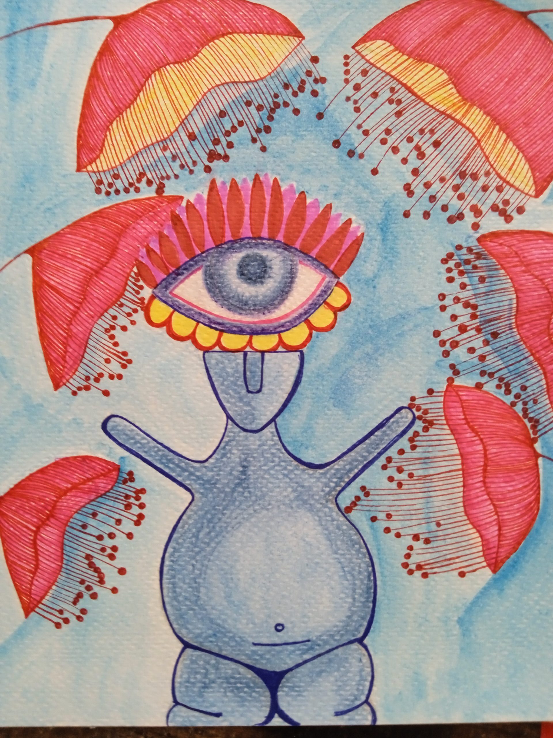 Goddess in position of pray receiving clarity and abundance